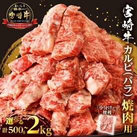 【ふるさと納税】【内容量が選べる】全部小分け真空パック！！ 宮崎牛 カルビ (バラ) 焼肉用 500g 1kg 1.5kg 2kg 肉 牛肉 国産 A4 A5 ブランド牛 キャンプ BBQ バーベキュー グランピング 焼き肉 スタミナ丼 おかず 晩ご飯 弁当 ギフト 贈答 宮崎県 都農町 送料無料
