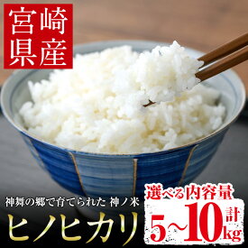 【ふるさと納税】＜内容量が選べる＞宮崎県門川町産ヒノヒカリ(計5～10kg) お米 精米 白米 ごはん ご飯 ひのひかり 皇室献上米【KM-3・KM-1】【神舞農園】