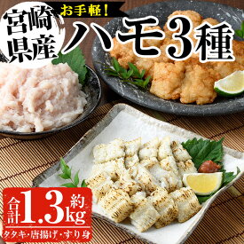 【ふるさと納税】鱧つくし セット(合計約1.3kg・ハモたたき80g×3、鱧のからあげ200g×3、鱧すり身500g)はも ハモ 骨切り タタキ 唐揚げ 海鮮 魚介 おつまみ 惣菜 簡単 お手軽 冷凍 食べ比べ 詰め合わせ 詰合せ 国産 宮崎県産【MF-36】【エムファーム】