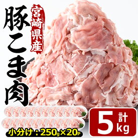 【ふるさと納税】宮崎県産 豚こま切れ(計5kg・250g×20パック)小分け 数量限定 国産 豚肉 お肉 おにく 焼肉 やきにく しゃぶしゃぶ 鍋 惣菜 生姜焼き 豚丼 豚こま 便利 宮崎県 門川町【MF-57】【株式会社エムファーム】