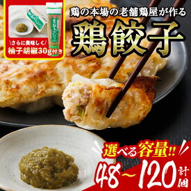 【ふるさと納税】＜内容量が選べる！＞鶏の本場の老舗鶏屋が作る味鶏の餃子セット (計48個～120個・1Pあたり12個入・柚子胡椒30g付き！) 鶏餃子 餃子 鶏肉 ぎょうざ おかず お惣菜 おつまみ 冷凍【V-70・V-71・V-72】【味鶏フーズ】
