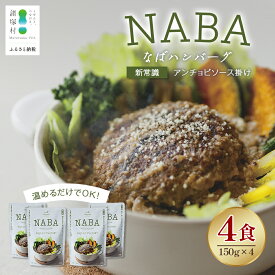 【ふるさと納税】NABA ハンバーグアンチョビソース掛け 4食 セット 常温｜カレー レトルトカレー カレーライス なば しいたけ 椎茸 アンチョビ ハンバーグ レトルト 簡単調理 常備 備蓄 おかず アレンジ 家庭用もろっこはうす 宮崎県 諸塚村 MO-36