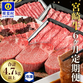 【ふるさと納税】【定期便 6回】受賞歴多数!! ≪宮崎牛≫月に一度のお楽しみ定期便【総重量4.75Kg】【ステーキ・焼肉・すき焼き・しゃぶしゃぶ】宮崎県産 肉 和牛 黒毛和牛 国産 冷凍 父 母 敬老 お祝い 内祝い お中元 お歳暮 贈答 ギフト 誕生日 ブランド牛 ヒレ バラ ウデ