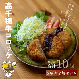 【ふるさと納税】高千穂牛 コロッケ 5個入り×2箱 合計10個 1個70g おかず 惣菜 お弁当 牛肉 揚げ物 真空 個包装 冷凍 宮崎県 九州産 送料無料