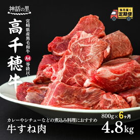 【ふるさと納税】 【6ヶ月定期便】 高千穂牛すね肉 400g×2パック×6回 合計約4.8kg お肉 牛肉 国産牛 A4等級以上 定期便 高千穂町 宮崎県 九州 送料無料 T-4