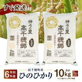 【ふるさと納税】高千穂地区 ひのひかり10kg 5kg 2袋 米 お米 白米 ごはん 白飯 精米 ひのひかり 国産 宮崎県産 高千穂町産 単一原料米 農作物 農産物 おすそ分け 普段使い 日常 炭水化物 主食 贈答 贈り物 ギフト プレゼント おすすめ 宮崎県 高千穂町 送料無料