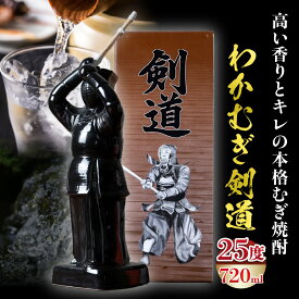 【ふるさと納税】【麦焼酎】くせがなくマイルドな味わい わかむぎ剣道 720ml 25度 剣道ボトル 陶器製 剣道日本一 高千穂 ボトル 焼酎 本格 わかむぎ マイルド すっきり お酒 酒 宅飲み ギフト プレゼント 贈り物 贈答用 宮崎県 高千穂町 送料無料