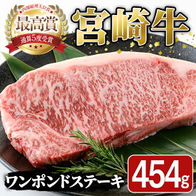 【ふるさと納税】宮崎牛 ワンポンド ステーキ(454g×1枚) A4 A5 国産 牛肉 精肉 牛 ロース お肉 黒毛和牛 おにく 焼肉 BBQ バーベキュー 惣菜 メイン【SJ006】【日本ハムマーケティング株式会社】