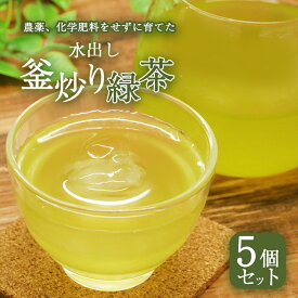 【ふるさと納税】水出し釜炒り緑茶 100g（5g×20個）×5袋 | お茶 ティーバック 日本茶 粉末緑茶 入り　有機JAS 農薬 ・ 化学肥料 不使用 宮崎 五ヶ瀬 夏 熱中症 対策 冷たい お茶