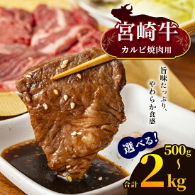 【ふるさと納税】選べる！宮崎牛 カルビ焼肉 500g or カルビ焼肉 1kg カルビ焼肉 2kg　宮崎牛 A4 ~ A5等級 以上 黒毛和牛 牛肉 肉 にく 国産 ブランド牛 焼肉 内閣総理大臣賞 受賞 宮崎県 五ヶ瀬町