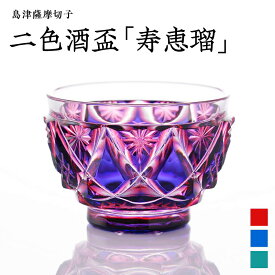 【ふるさと納税】＜選べる＞ 島津薩摩切子 二色酒盃 寿恵瑠 ルリ金赤 ルリ緑 蒼黄緑 切子 クリスタル ガラス 酒盃 さかずき 酒器 コップ 和 食器 口当たり 酒 日本酒 焼酎 透明感 伝統 工芸 職人 星 菊 島津興業 鹿児島 鹿児島市 おすすめ ランキング プレゼント ギフト