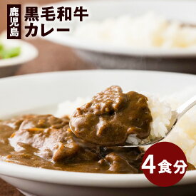 【ふるさと納税】鹿児島黒毛和牛カレー×4食分 ふるさと納税 鹿児島市 鹿児島県産 バクロ 牧場直営 一頭買い 牛肉 ビーフ 赤身肉 霜降り 香辛料 スパイス 野菜 常温 レトルト れとると パウチ 加工品 簡単調理 お手軽 温め調理 温めるだけ 湯煎 レンジ