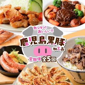 【ふるさと納税】【 全5回 】鹿児島 黒豚 加工品 定期便 送料無料 鹿児島市 九州 お取り寄せ 特産品 お土産 贈り物 プレゼント ギフト 惣菜 レトルト おかず シチュー ほほ肉 炙り焼き 餃子 フランクフルト ウインナー ソーセージ 味噌漬け 切落し 味付き肉 期間限定