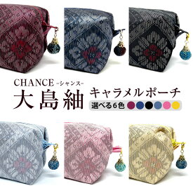 【ふるさと納税】＜選べる＞ CHANCE シャンス 大島紬 キャラメルポーチ 全6色 ポーチ 小物 絹 シルク 100% タッセル カラフル 伝統柄 龍郷柄 可愛い 服飾小物 おしゃれ キャラメル包み 和 藤絹織物 鹿児島市 おすすめ ランキング プレゼント ギフト