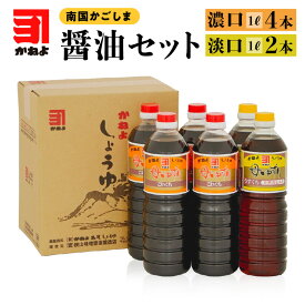 【ふるさと納税】かねよ みそ しょうゆ 南国 かごしま 醤油セット 1L × 6本 かねよ醤油 九州 九州しょうゆ 母ゆずり 濃口 淡口 甘口 天然だし お取り寄せ 調味料 コク 旨み 刺身醤油 煮物 蔵元 鹿児島市 送料無料 母の日