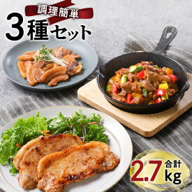 【ふるさと納税】【 ナンチクファクトリー 】簡単調理！3種セット 計2.7kg（B） もつ 鹿児島県産 国産 バラエティセット 惣菜 おかず 豚 肉 角煮 ロース 味噌漬け 味付け ホルモン 小分け 簡単調理 加工品 グルメ バラエティ セット 食品 冷凍 鹿児島市