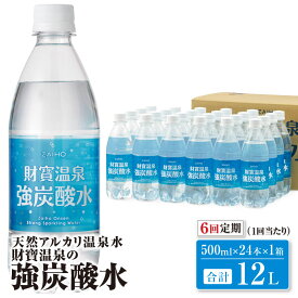 【ふるさと納税】【定期便全6回】強炭酸水12L［500ml×24本］合計72L 強炭酸なのにまろやか！温泉水で作った炭酸水！ 温泉水 炭酸 水 ペットボトル 国産 常温 常温保存 シリカ 定期【財宝】