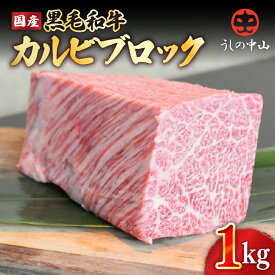 【ふるさと納税】うしの中山 カルビ ブロック 1kg 和牛 黒毛和牛 ステーキ バーベキュー ローストビーフ【株式会社nixy 中山亭 鹿屋店】