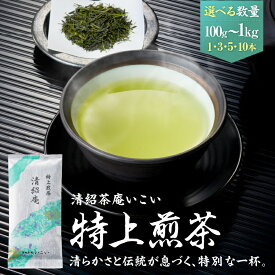 【ふるさと納税】＜数量を選べる＞特上煎茶 清紹庵 100g 1本～10本 茶 日本茶 緑茶 茶葉 飲料 かぶせ一番茶 深蒸し茶 鹿児島県産 水出し 厳選 ポスト投函 メール便 ネコポス 清紹茶庵いこい 鹿児島 鹿屋市 おすすめ ランキング プレゼント ギフト