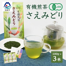 【ふるさと納税】1番茶(新芽)のみを使用 有機煎茶【さえみどり】KAORU園 (100g×3本) B3-60【配送不可地域：離島】【1167075】