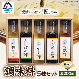 【ふるさと納税】枕崎　調味料200ml×5本セット(ポン酢、すし酢、万能酢、だし醤油、梅ドレッシング) B0-2【配送不可地域：離島】【1518911】