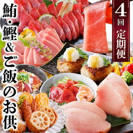 【ふるさと納税】定期便(1年で4回配送)まぐろ・かつお&ご飯のお供 EE-0043_ 刺身 魚介 鮪 鰹 中トロ びんちょうまぐろ ハンバーグ さつま揚げ ツナマヨ 人気 送料無料 【配送不可地域：離島】【1166764】