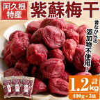 ＜先行予約受付中！2024年7月以降順次発送予定＞鹿児島県産梅使用！無添加の手作りしそ梅干し(400g×3袋・計1.2kg)国産 ご飯のお供 うめぼし ウメボシ しそ シソ セット 小分け【あくね旬の店いきいき館】a-12-25