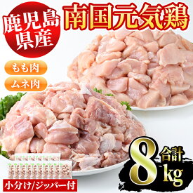 【ふるさと納税】鹿児島県産鶏肉！南国元気鶏セット(合計8kg・もも肉500g×6P、ムネ肉500g×10P) 国産 鹿児島県産 鶏肉 肉 お肉 モモ肉 もも肉 ムネ肉 むね肉 胸肉 南国元気鶏 小分け 小パック【さるがく水産】a-36-14