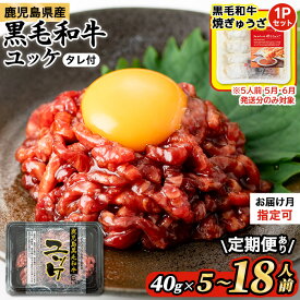 【ふるさと納税】＜内容量・発送時期が選べる＞★4.73！ 鹿児島県産 黒毛和牛 ユッケ 5〜18人前 (40g×5〜18P・計200〜720g) 定期便 隔月 肉 牛肉 黒毛和牛 国産 鹿児島県産 ユッケ 小分け 生食 発送時期が選べる 発送月 選べる ランキング 人気 ぎゅうざ 餃子 【カミチク】