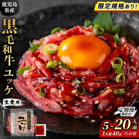 【ふるさと納税】★4.73！ 鹿児島県産 黒毛和牛 ユッケ 5〜20人前 (40g×5〜20P・計200〜800g) 定期便 隔月 肉 牛肉 黒毛和牛 国産 鹿児島県産 ユッケ 小分け 生食 発送時期が選べる 発送月 選べる ランキング カミチク 【株式会社LRプラスK】