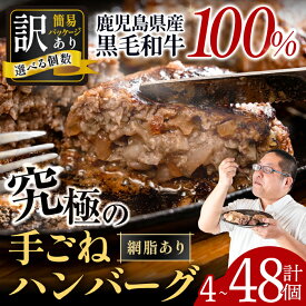 【ふるさと納税】＼評価★4.64／【訳あり】鹿児島県産！黒毛和牛の究極の手ごねハンバーグ＜100g×4個 or 10個 or 定期便6回＞ 訳あり 牛100% 手ごね 冷凍 ハンバーグ 定期便 隔月 牛肉 黒毛和牛 100％ 小分け 国産 冷凍配送 おかず 肉だね 鹿児島県 九州【スーパーよしだ】