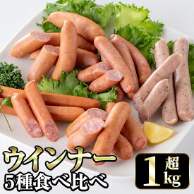 【ふるさと納税】ウインナー好きのための食べ比べセット(5種・合計1kg超) ウインナー 荒挽きウインナー バジルウインナー チーズウインナー 食べくらべ 詰め合わせ セット おかず お弁当 【ナンチク】