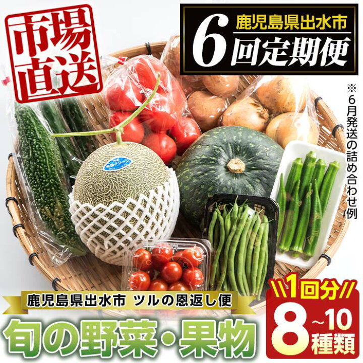 楽天市場 ふるさと納税 定期便 計6回 隔月 旬の野菜 果物おまかせセット 8 10種類 全6回 ツルの恩返し野菜セット 鹿児島県出水市より国産 野菜を市場直送 出水市観光特産品協会 鹿児島県出水市
