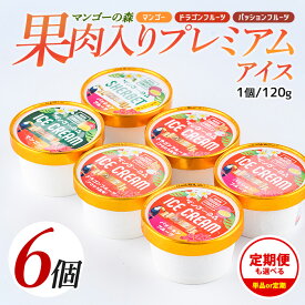 【ふるさと納税】＜お届け回数が選べる＞ゴロゴロ果肉入り4種のプレミアムアイス(120ml×6個入・マンゴー・パッション・ドラゴン・パッションシャーベット／1回 or 5回お届け) アイス アイスクリーム シャーベット 詰め合わせ お取り寄せ 送料無料 【かめや マンゴーの森】