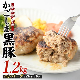 【ふるさと納税】鹿児島県産黒豚ハンバーグ 120g×10個｜手ごね製法でジューシーな旨み！ 黒豚 ハンバーグ ステーキ 豚肉100% お取り寄せ 手ごね 人気 ギフト 鹿児島 総菜 おかず 冷凍 個包装 小分け【岡村商店】