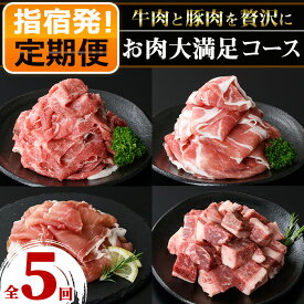 【ふるさと納税】＜定期便・全5回(連続)＞鹿児島黒豚・国産牛肉・和牛のお肉の大満足コース！総合計5.7kg超！定期便 鹿児島 国産 肉 豚肉 黒豚 牛肉 黒毛和牛 和牛 切り落とし カレー シチュー 生ハム 小分け【水迫畜産】