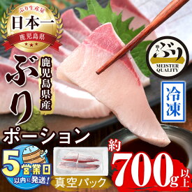 【ふるさと納税】＜すぐ届く！＞鹿児島産冷凍ぶり刺身用 皮無ポーション(計700g以上・背側、腹側計4P)ぶり ブリ 鰤 魚 海鮮 魚介 刺身 さしみ しゃぶしゃぶ 焼魚 煮魚 ポーション 皮無し 半身 国産 鹿児島県産 垂水市産 冷凍 養殖 ぶり職人【アクアブルー】B2-4767