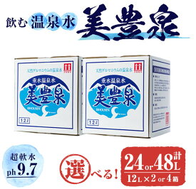 【ふるさと納税】【箱数が選べる】飲む温泉水/美豊泉 (12L×2箱or4箱) 水 ミネラルウォーター 温泉水 シリカ水 軟水 超軟水 12L BIB バックインボックス 国産 鹿児島産 垂水市 常温 常温保存【池田建設】