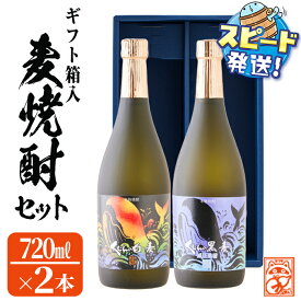 【ふるさと納税】＜すぐ届く！＞【数量限定】大海酒造麦焼酎 ギフト箱入り2種セット＜くじらの白麦・くじらの黒麦＞25度(計2本・720ml×各1本)焼酎 麦焼酎 麦 酒 水割り お湯割り ロック 大海酒造 くじらの白麦 くじらの黒麦 鹿児島【そつや きたかた】A1-3352