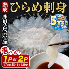 【ふるさと納税】＜水産庁長官賞受賞＞＜すぐ届く！＞【内容量が選べる】鹿児島県産 熟成ヒラメ刺身 17cm皿 計120g(1P) or 計240g(120g×2P) 冷凍 魚 魚介 海鮮 ヒラメ ひらめ 平目 刺身 さし身 養殖 国産 鹿児島 垂水 【有限会社 森水産】