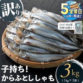 【ふるさと納税】＜すぐ届く！＞【訳あり】山田の子持ちからふとししゃも 計3kg(1kg×3袋) 子持ちからふとししゃも 子持ち ししゃも シシャモ 無選別 訳あり 簡易包装 ジッパー付 チャック付 魚介 メス 卵 冷凍 鹿児島県 垂水市【山田水産】A1-1809