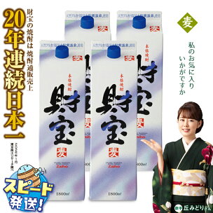 麦焼酎 紙パック 4本セット 焼酎 麦 1800ml アル...