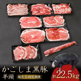 【ふるさと納税】【隔月5回定期便】かごしま黒豚半頭 合計約22.5kg セット 詰合せ かごしま黒豚 鹿児島黒豚 黒豚 六白黒豚 豚肉 肉 お肉 ロース肉 肩ロース肉 バラ肉 ウデ肉 モモ肉 ヒレ肉 冷凍 鹿児島県 薩摩川内市 送料無料