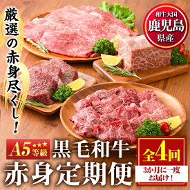 【ふるさと納税】＜定期便・全4回＞カミチクの定期便！鹿児島県産黒毛和牛赤身定期便(合計1.7kg)牛肉 黒毛和牛 和牛 ステーキ スライス 焼肉 BBQ キャンプ 定期便 頒布会 A5 冷凍 ギフト【カミチク】