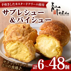 【ふるさと納税】＼希少な "手炊き" カスタードクリーム！／＜個数を選べる＞薩摩77万石溶岩サブレシュー&パイシュー(合計6個～48個) 洋菓子 菓子 スイーツ デザート お取り寄せ お取り寄せスイーツ パイ シュークリーム 冷凍 冷凍配送 ギフト 手作り【青山じゅあん】