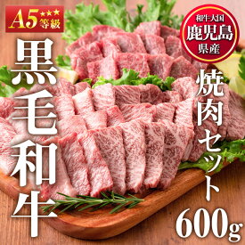 【ふるさと納税】＜A5等級＞鹿児島県産黒毛和牛焼肉セット(計600g・霜降り焼肉200g×2P、赤身焼肉200g×1P) 国産 九州産 牛肉 黒毛和牛 和牛 焼肉 焼き肉 赤身 霜降り A5 A5ランク A5等級 食べ比べ セット 冷凍【カミチク】