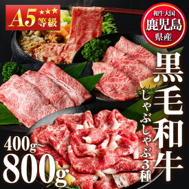【ふるさと納税】A5等級！鹿児島県産黒毛和牛すき焼きしゃぶしゃぶ(最大800g)国産 九州産 牛肉 黒毛和牛 和牛 赤身 霜降り A5 A5等級 しゃぶしゃぶ すき焼き 食べ比べ セット 冷凍 贈答 贈り物 ギフト【LRプラスK】