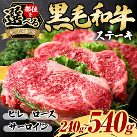 【ふるさと納税】＜部位を選べる！＞鹿児島県産黒毛和牛ステーキ(計240g～540g) 国産 九州産 牛肉 黒毛和牛 和牛 A5 A5等級 ヒレ ロース サーロイン ステーキ 焼肉 BBQ キャンプ 冷凍 定期便 頒布会 贈答 ギフト お祝い 父の日 母の日 数量限定 A5 A5等級 【カミチク】