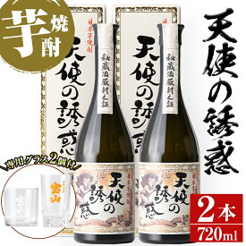 【ふるさと納税】長期貯蔵秘蔵酒「天使の誘惑」(720ml×2本・計1440ml)と専用グラス2個セット！国産 九州 鹿児島県 焼酎 芋焼酎 酒 アルコール 芋 薩摩芋 地酒 お土産 セット【宮下酒店】