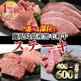 【ふるさと納税】＜部位が選べる＞鹿児島県産黒毛和牛ステーキ(4〜5等級) ヒレ2種盛り/ミスジ/ヒウチ・イチボ/ サーロインスティック(合計400g〜600g) 牛肉 国産 ヒレ肉 小分け A5 冷凍 黒毛和牛【LRプラスK】
